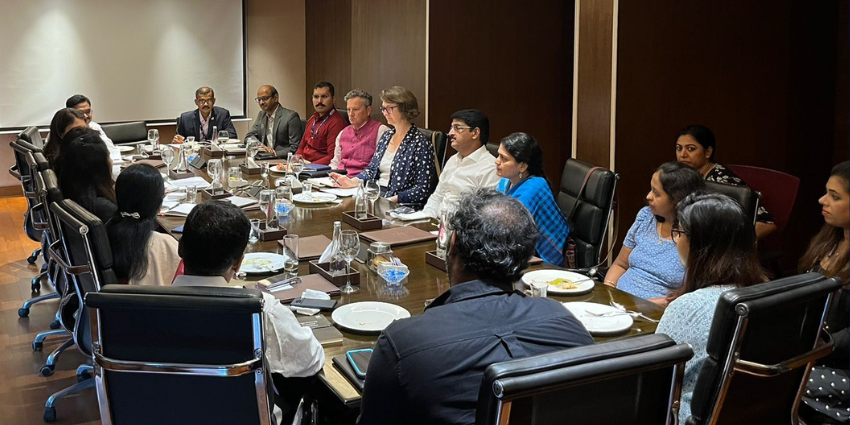 Dr Kate O’Shaughnessy at a roundtable discussion with Tamil Nadu officials